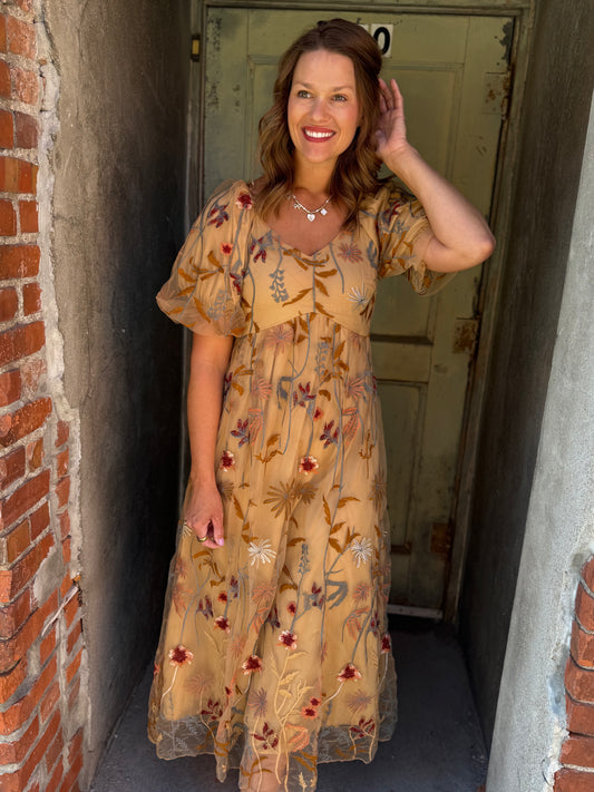 The Celeste Embroidered Midi Dress