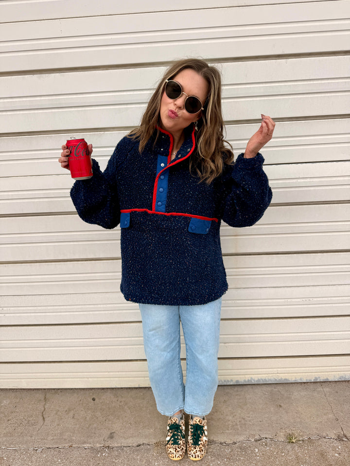 The Alpine Ditsy Pullover in Navy