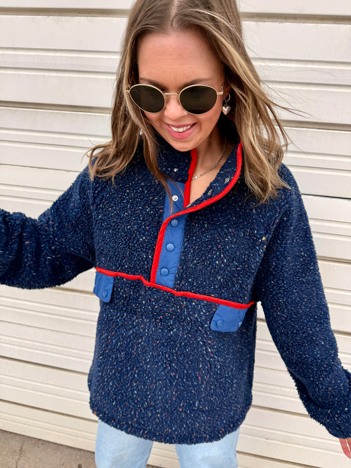 The Alpine Ditsy Pullover in Navy