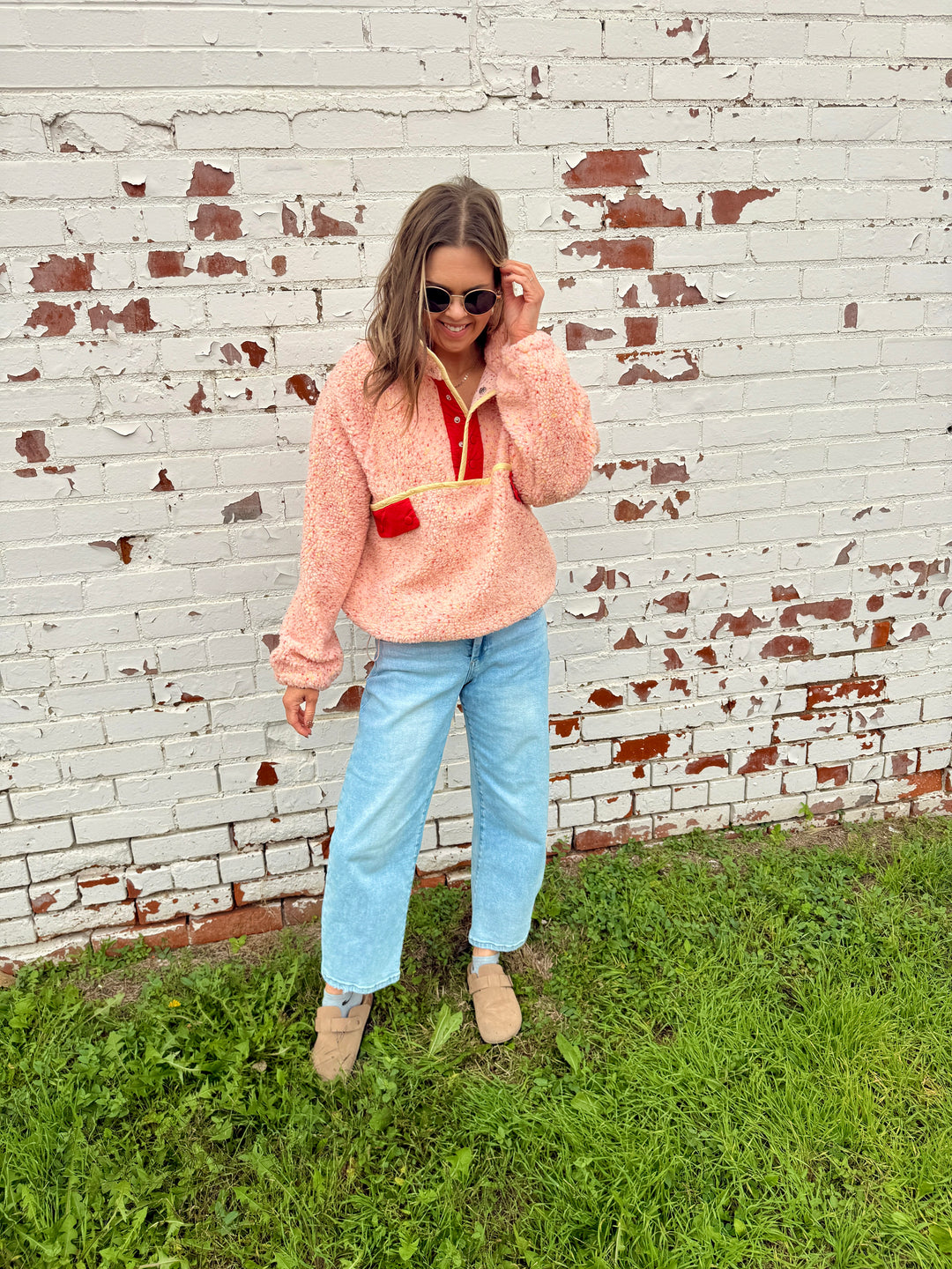 The Alpine Ditsy Pullover in Pink