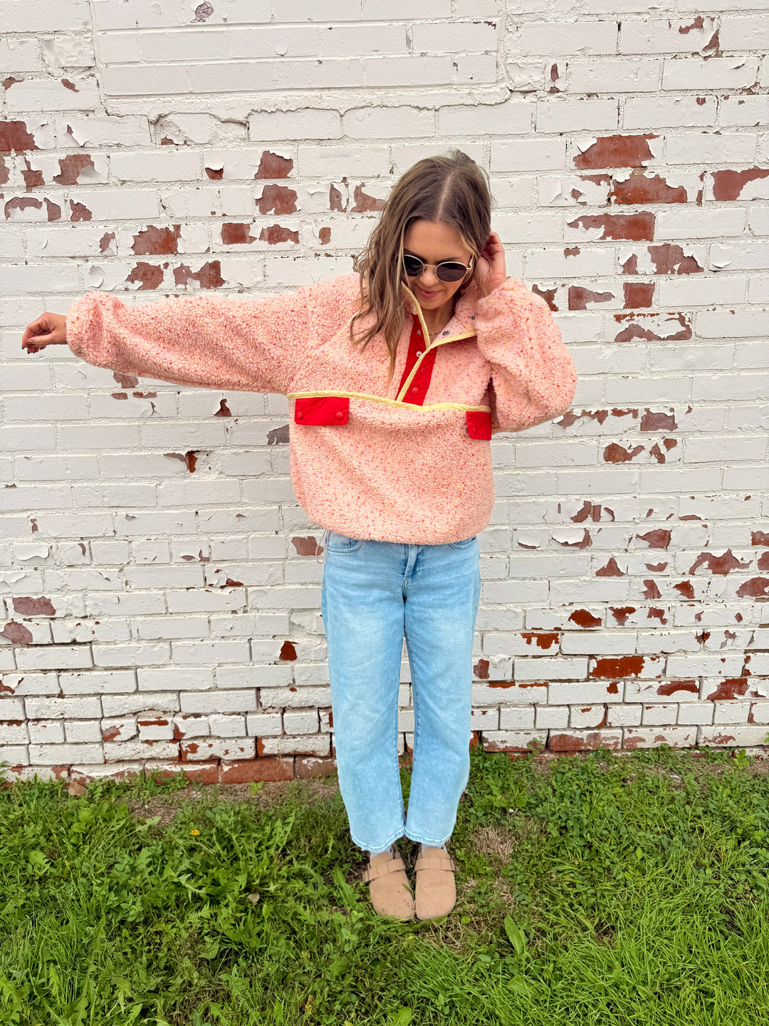 The Alpine Ditsy Pullover in Pink