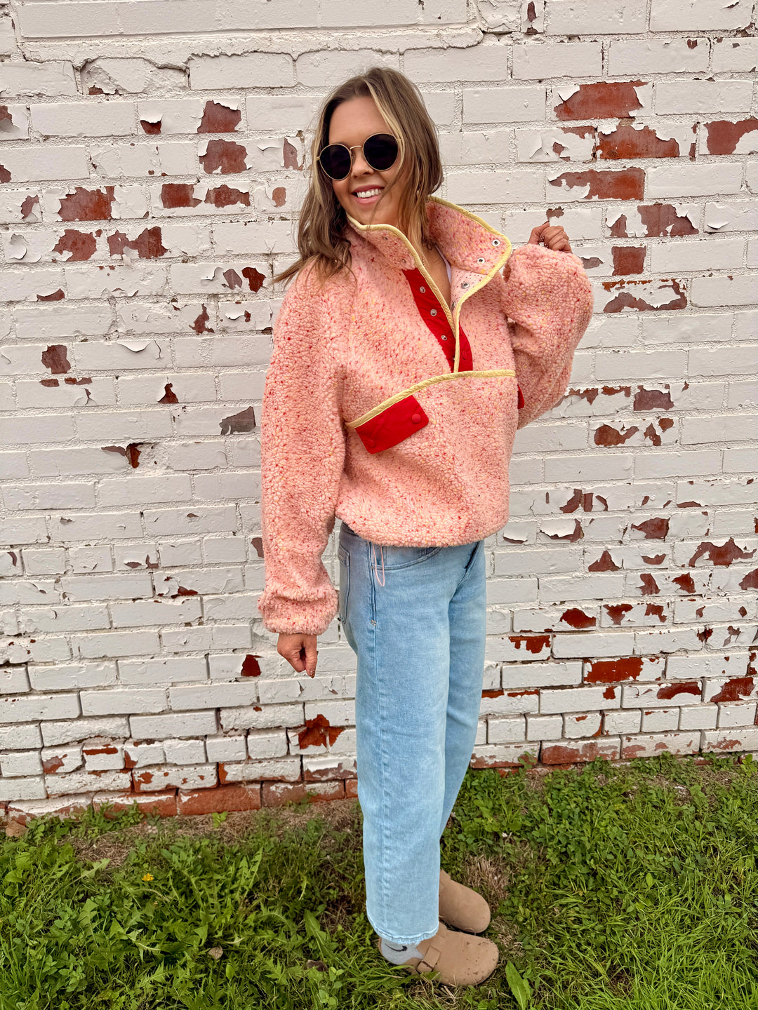 The Alpine Ditsy Pullover in Pink