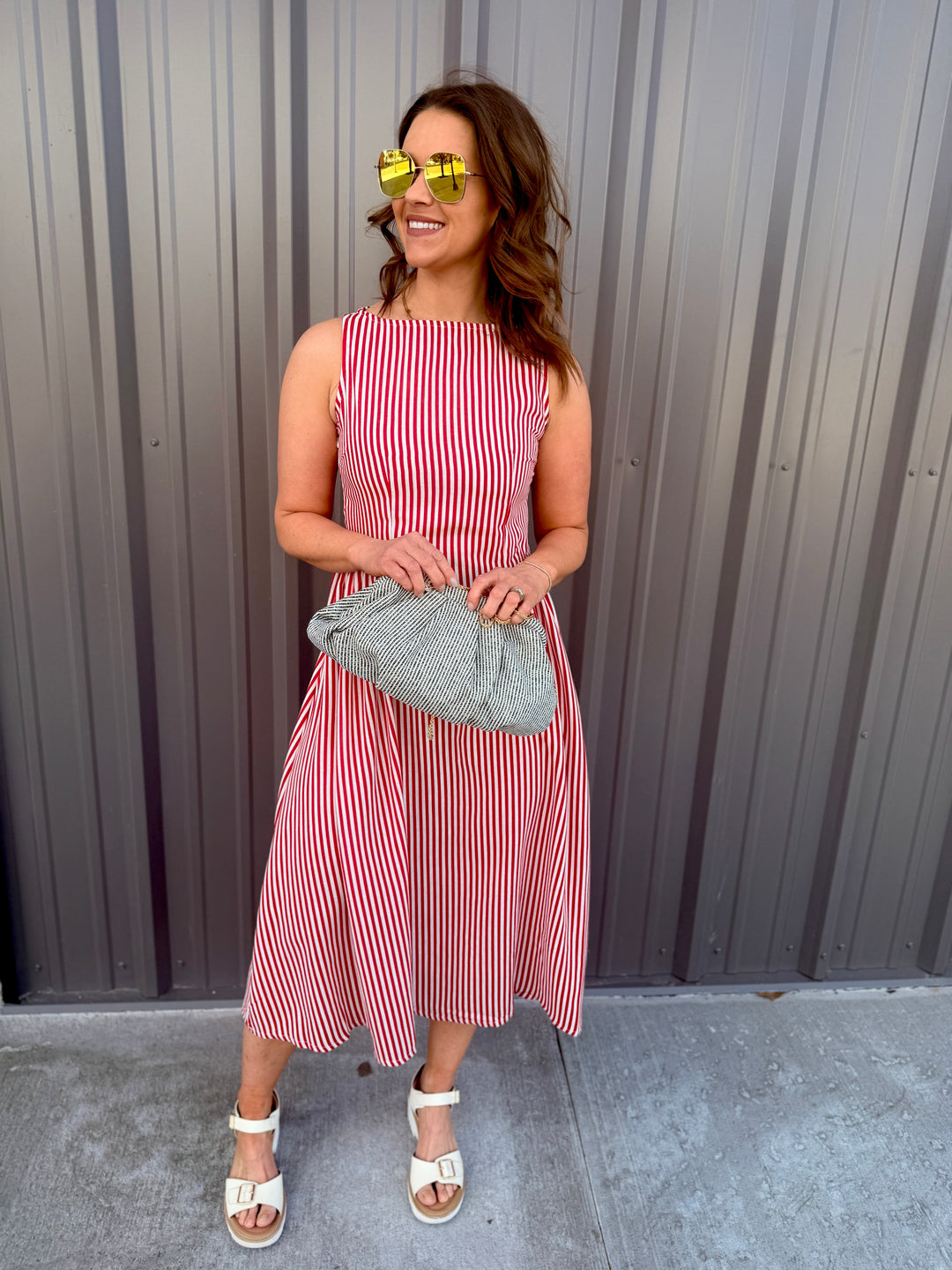 Coastal Classic Stripe Maxi Dress - Red