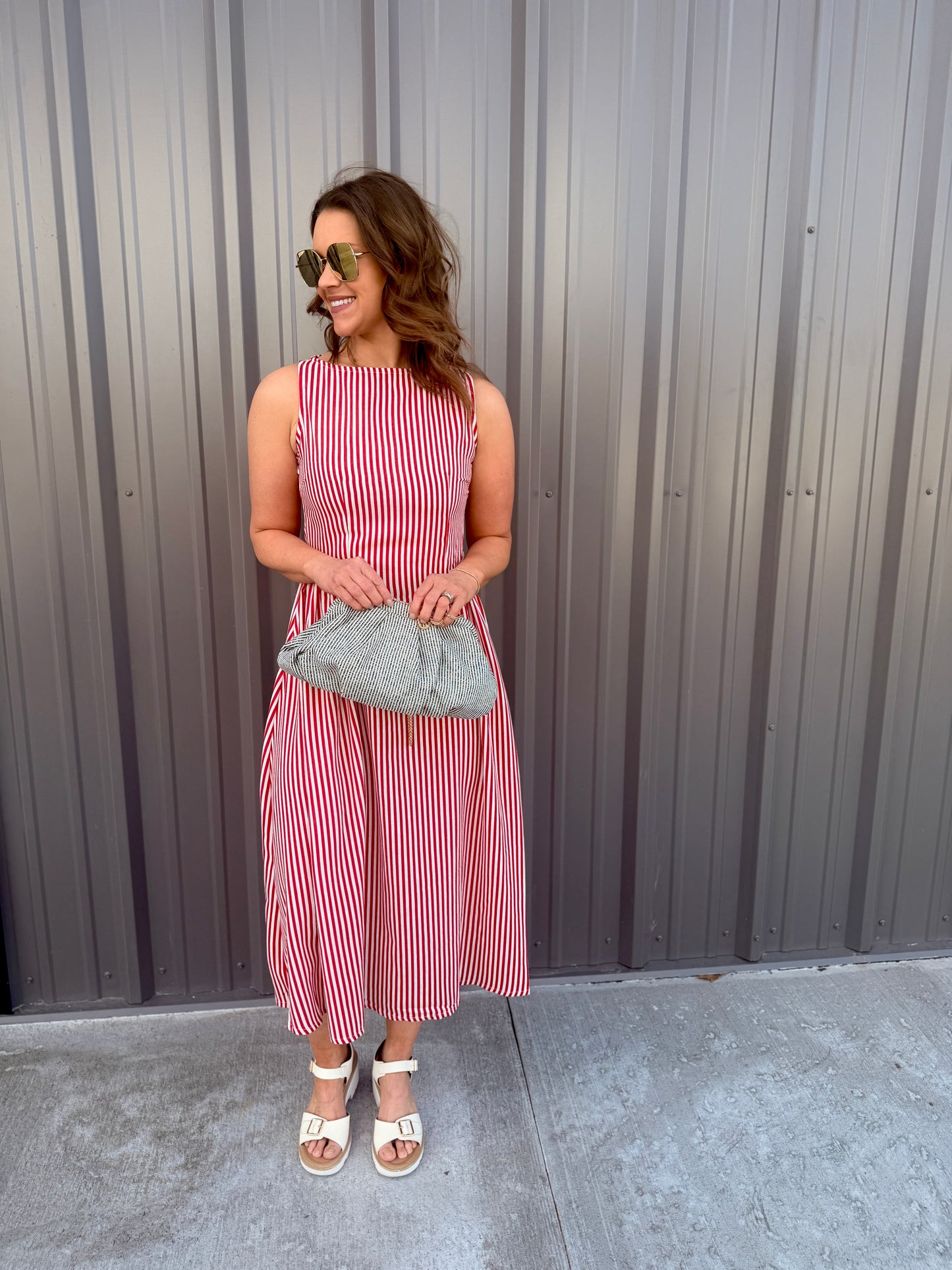 Coastal Classic Stripe Maxi Dress - Red
