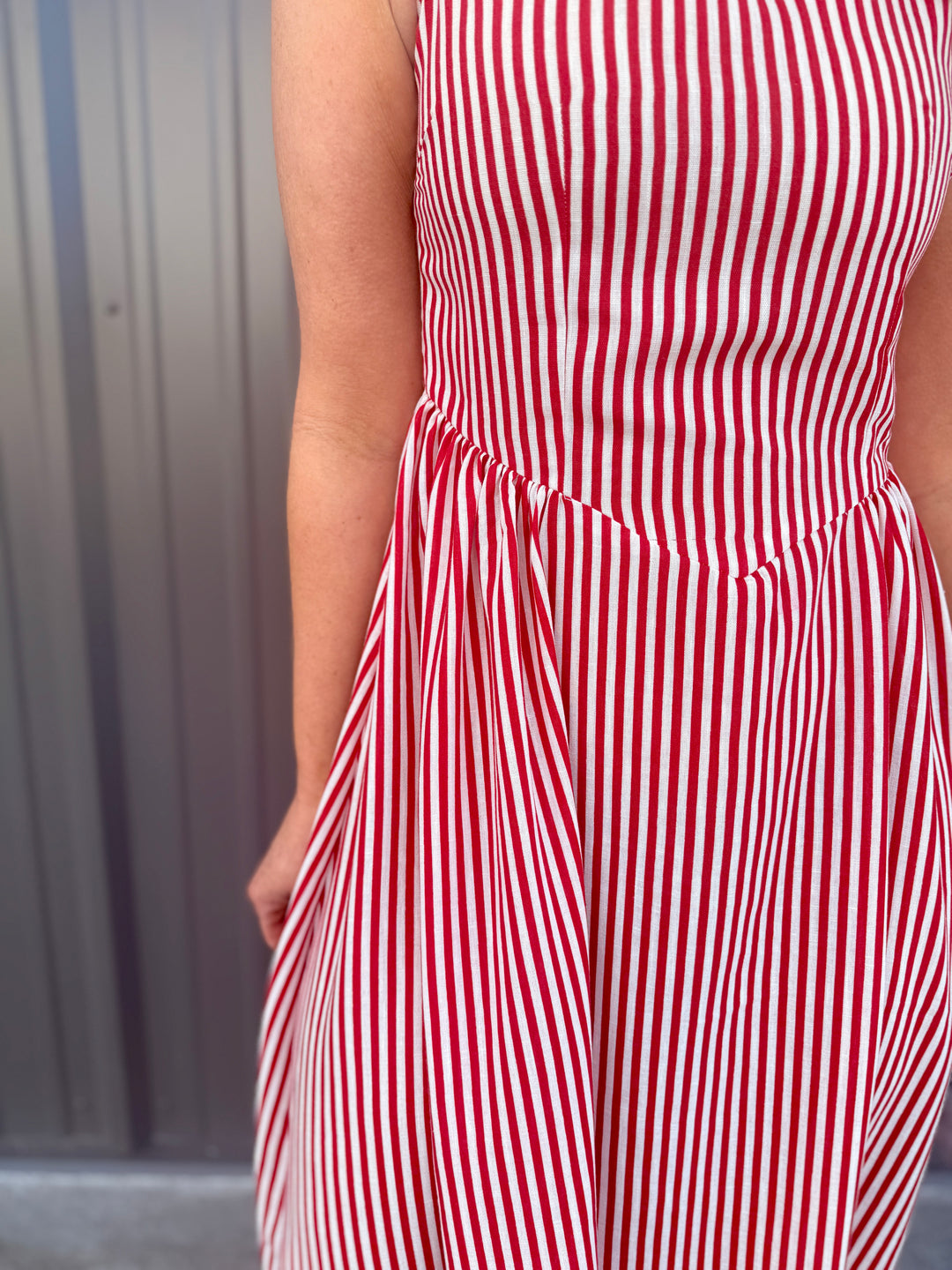 Coastal Classic Stripe Maxi Dress - Red