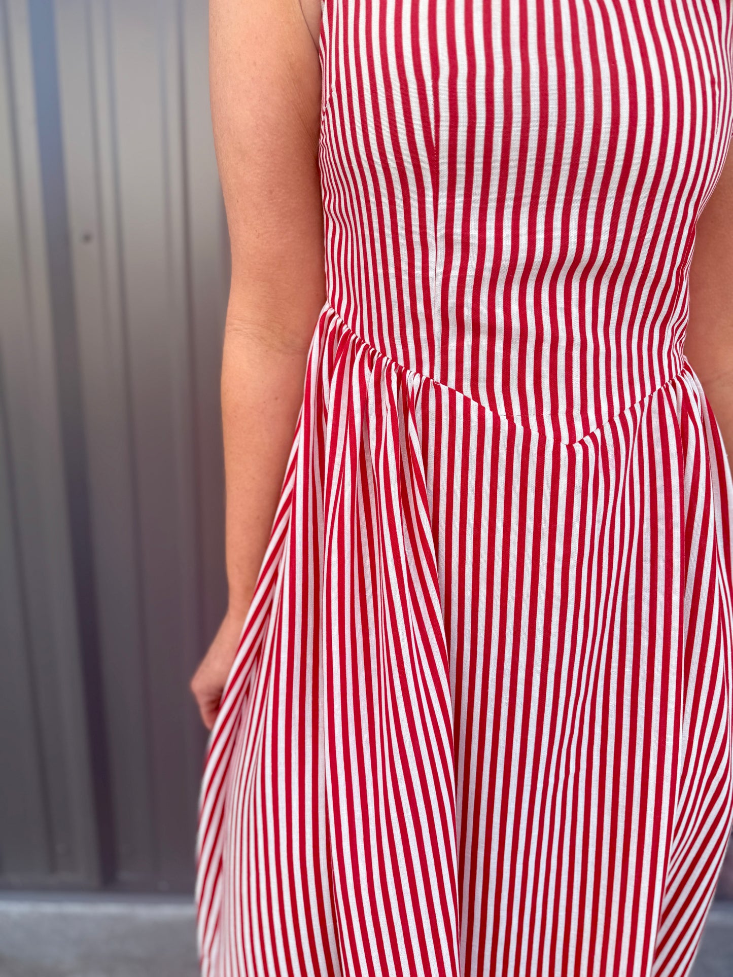 Coastal Classic Stripe Maxi Dress - Red