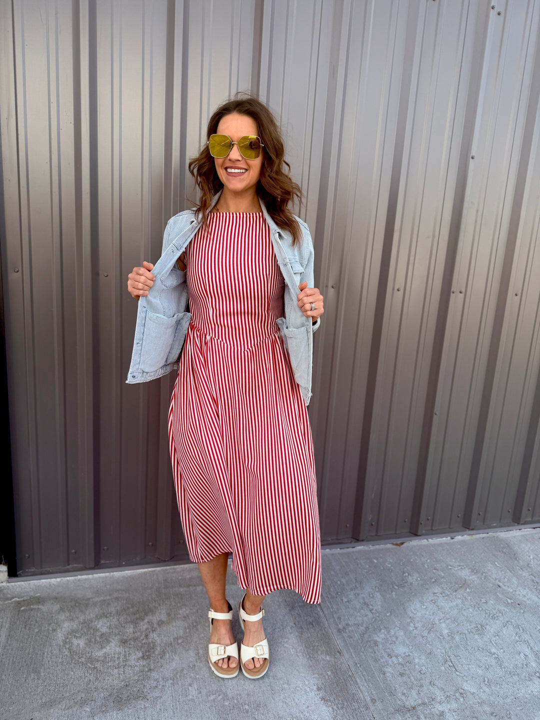 Coastal Classic Stripe Maxi Dress - Red