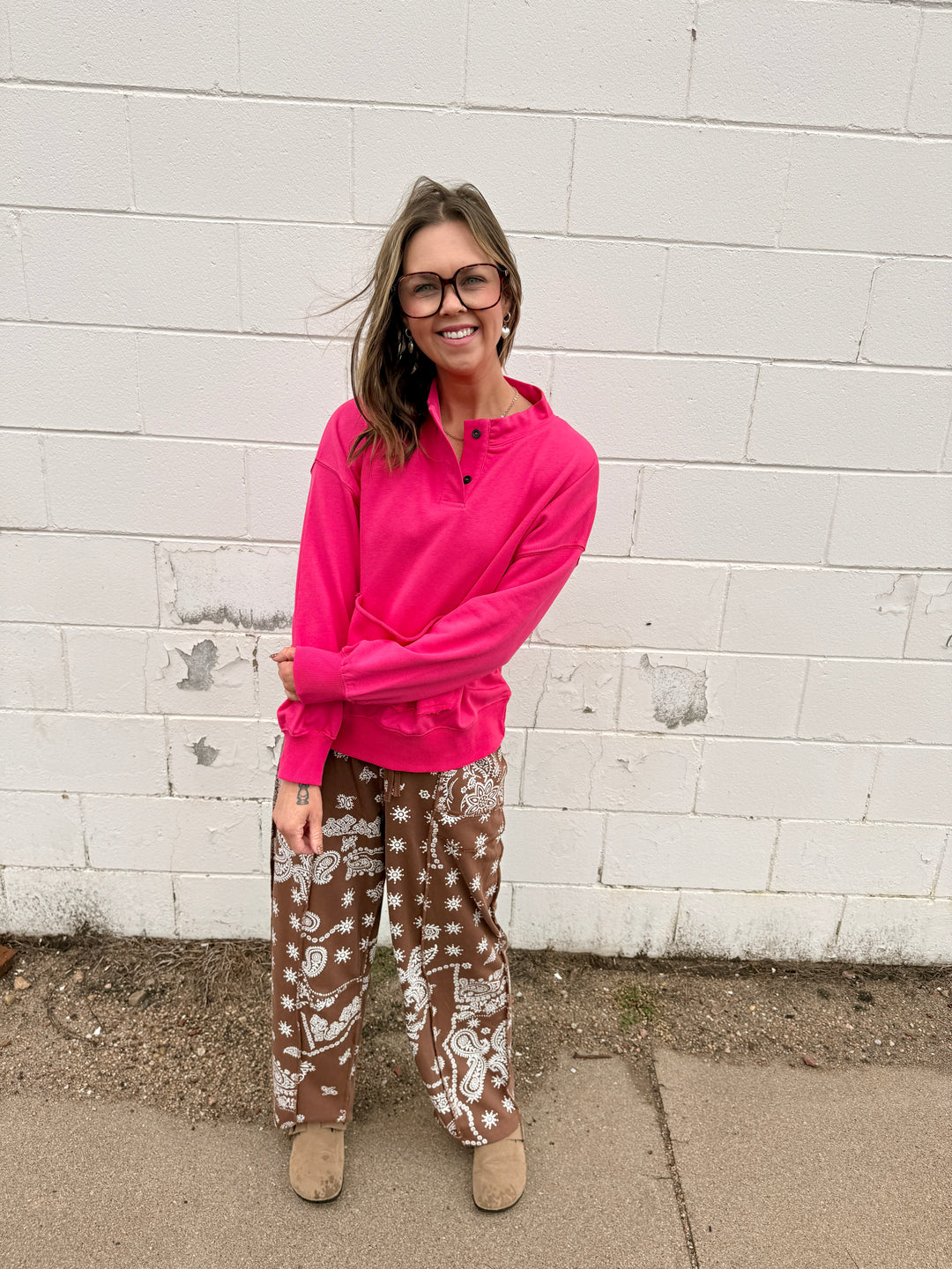 Vance Pullover -Hot Pink