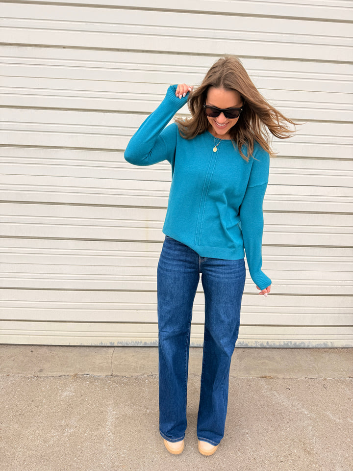 The Double Seam Everyday Sweater - Teal