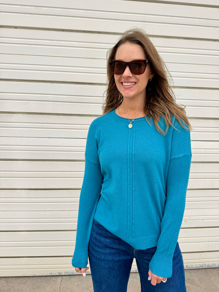 The Double Seam Everyday Sweater - Teal