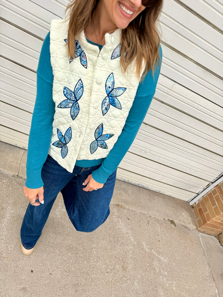 The Luna Floral Quilted Vest