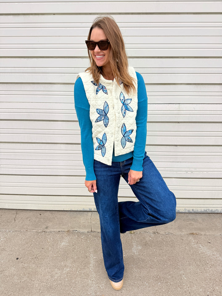 The Luna Floral Quilted Vest