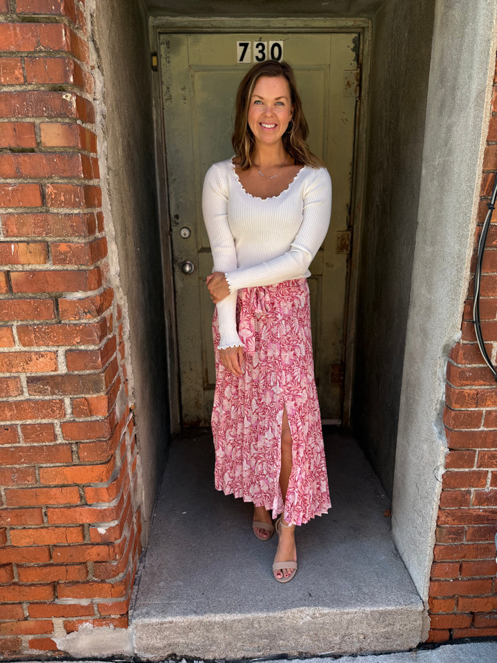 Blossom Breeze Pleated Maxi Skirt