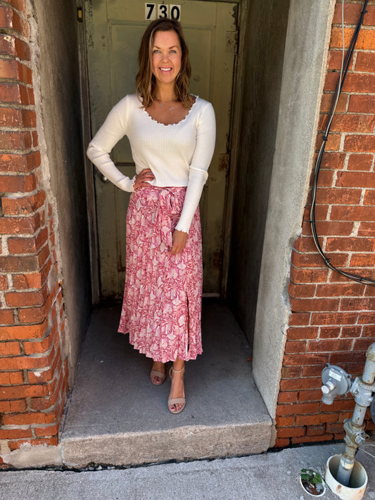 Blossom Breeze Pleated Maxi Skirt