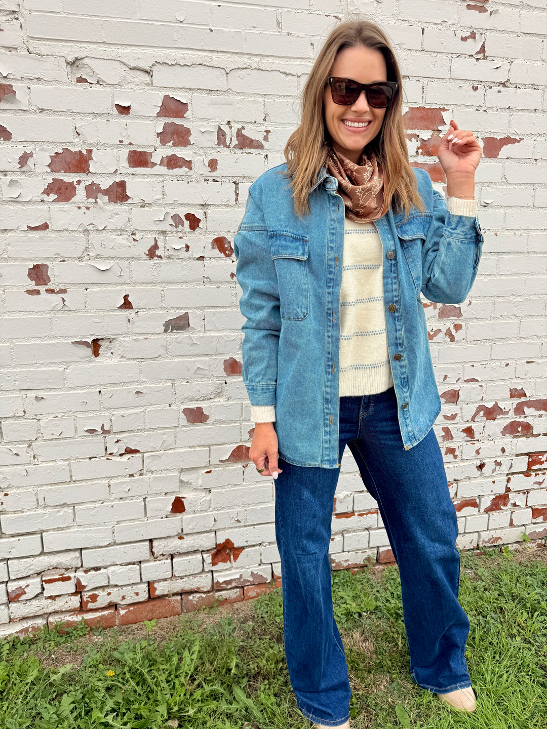 Haven Sweater - Oatmeal/Blue