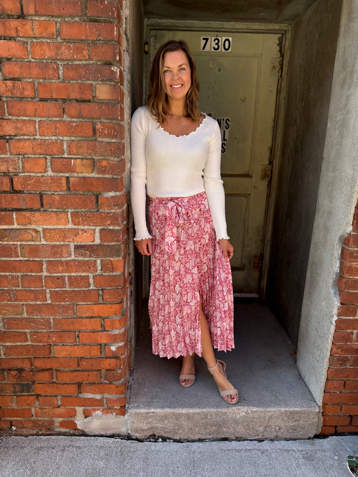 Blossom Breeze Pleated Maxi Skirt