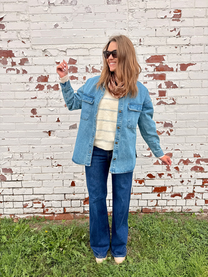 Haven Sweater - Oatmeal/Blue