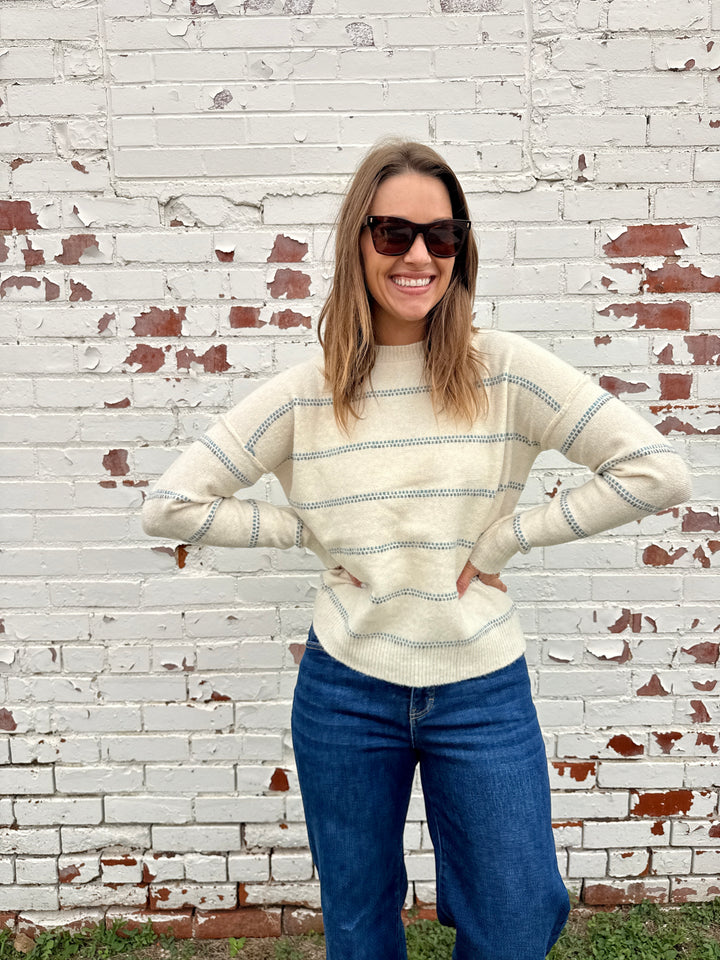 Haven Sweater - Oatmeal/Blue