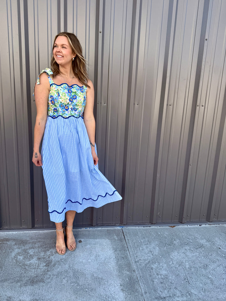 The Elena Scalloped Midi Dress