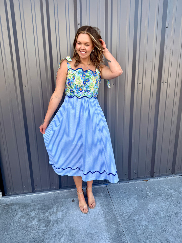 The Elena Scalloped Midi Dress