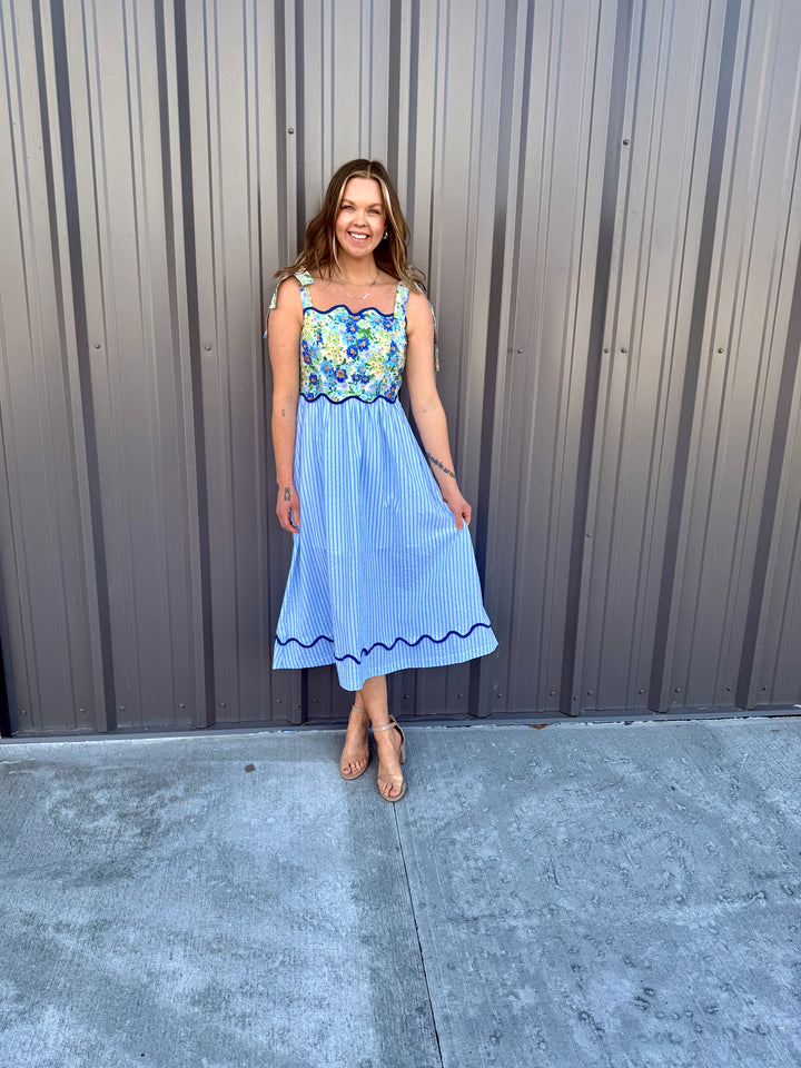 The Elena Scalloped Midi Dress