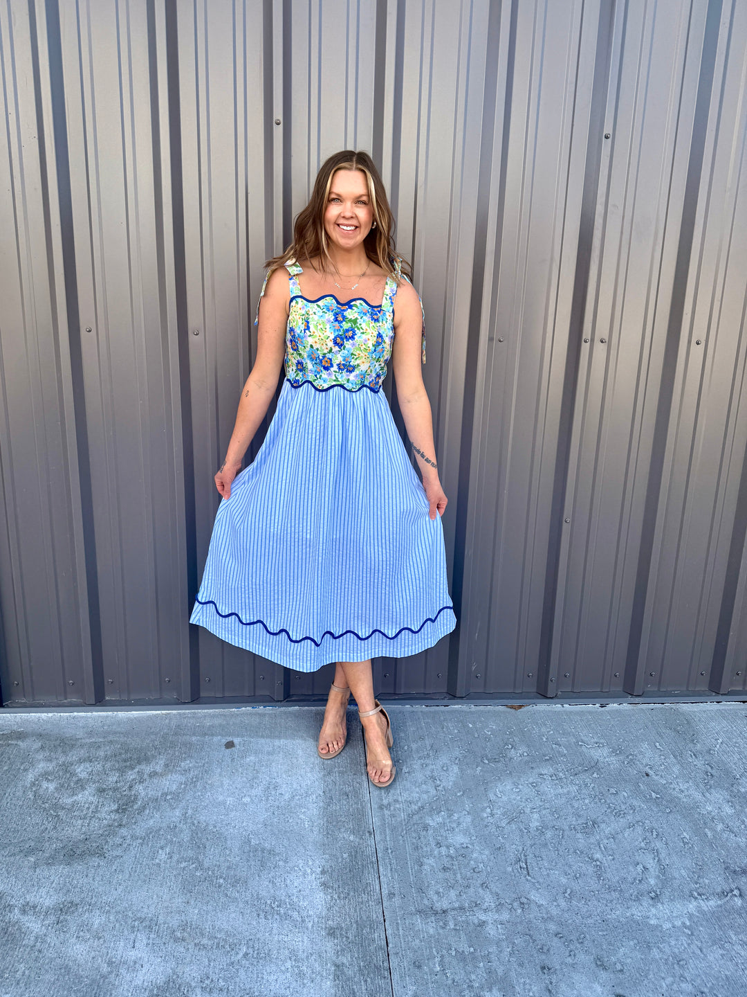 The Elena Scalloped Midi Dress