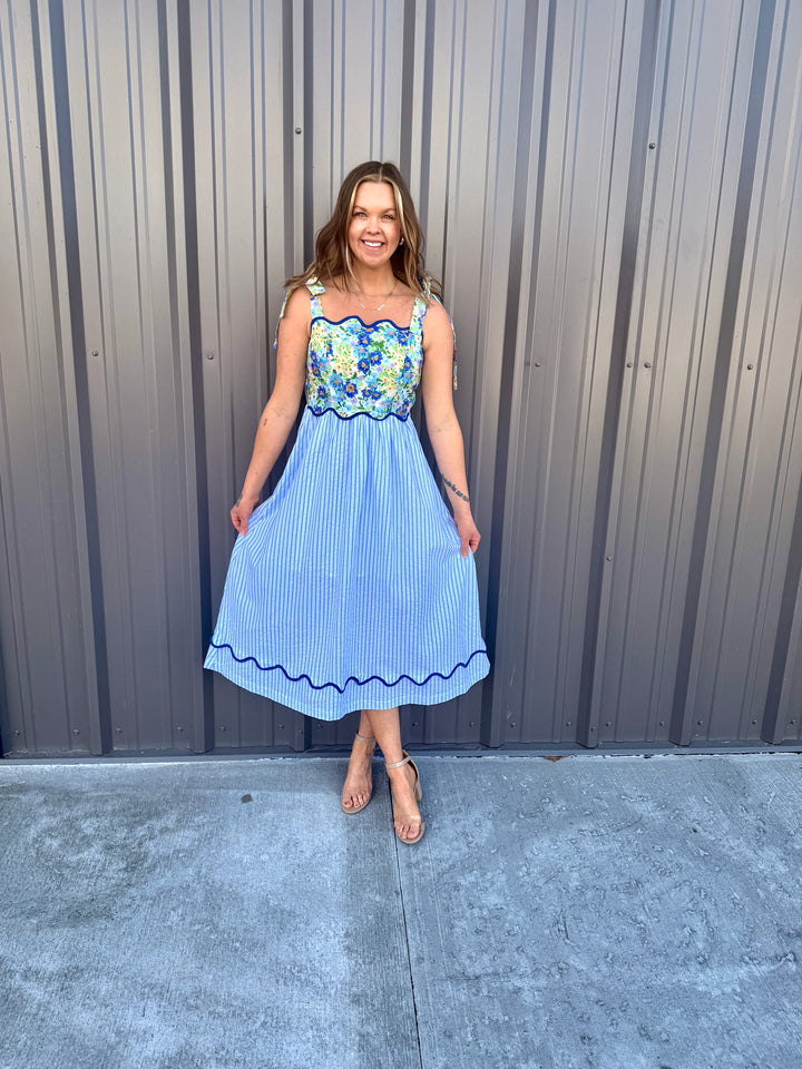 The Elena Scalloped Midi Dress