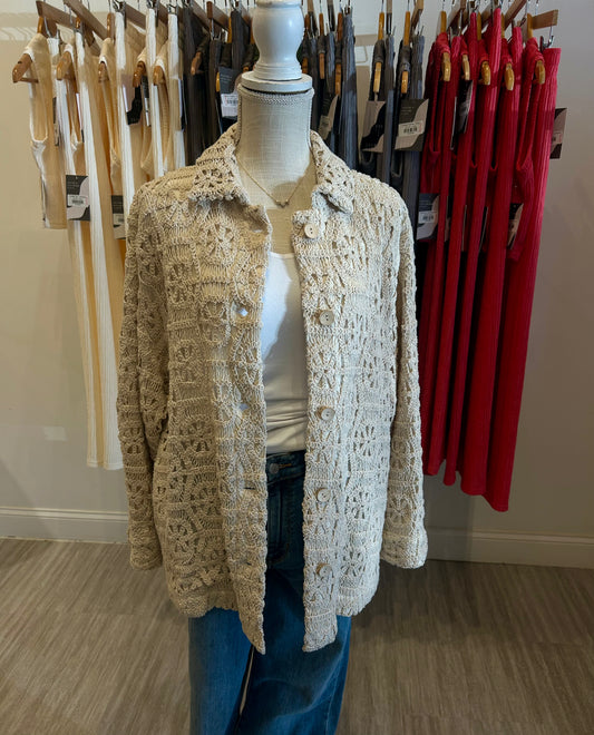 Cream Crochet Jacket-small