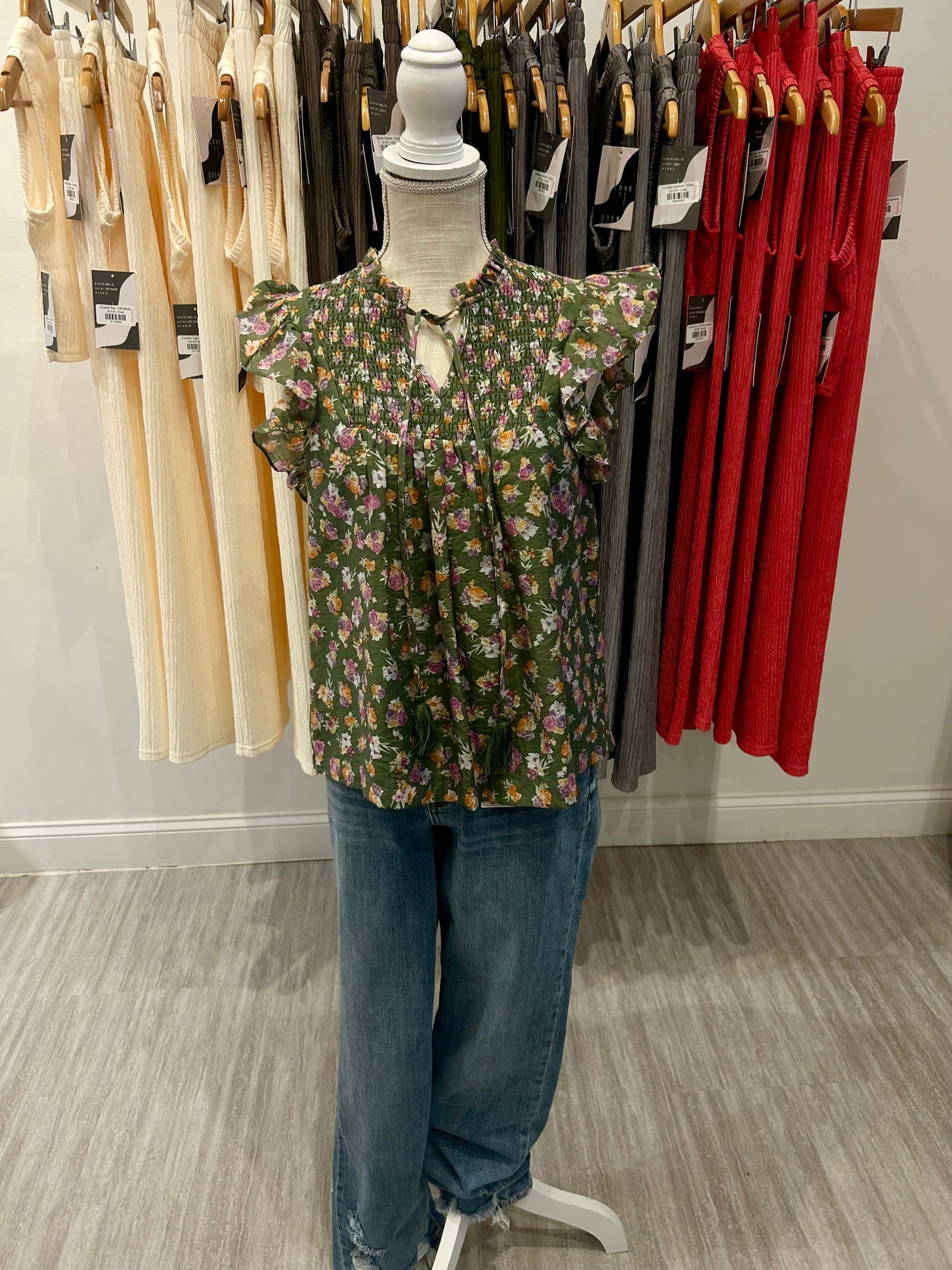 Green Floral Blouse