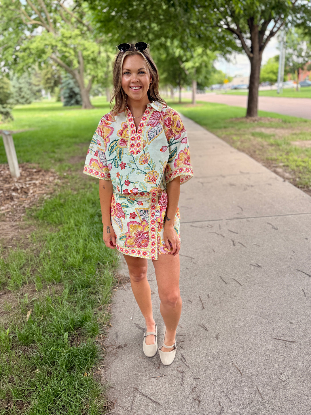 The Chloe Botanical Print Wrap Skort