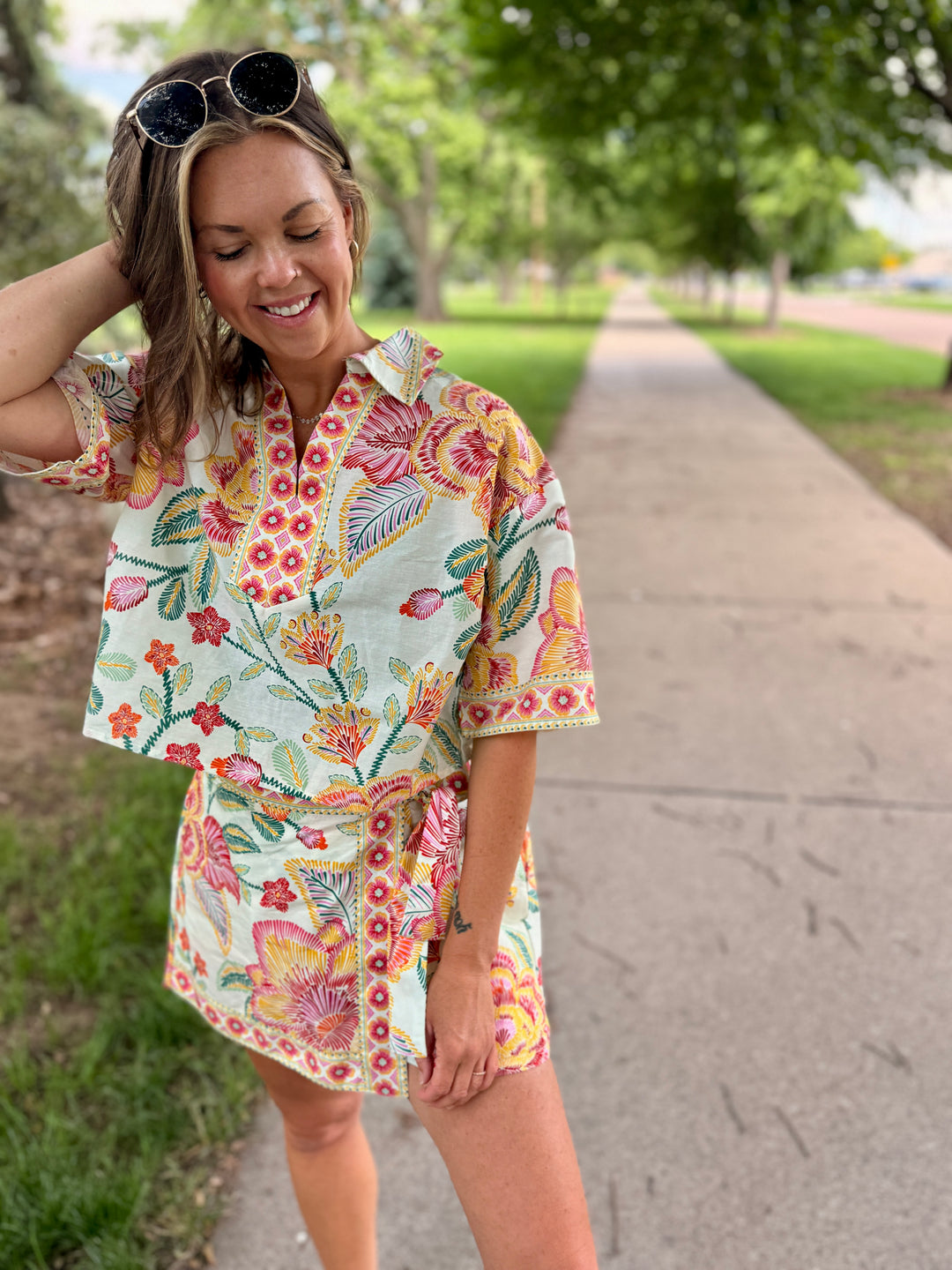 The Chloe Botanical Print Wrap Skort
