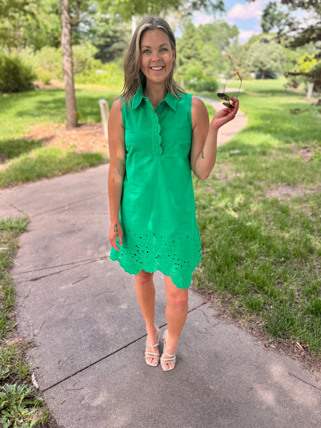 The Maisie Scallop &amp; Eyelet Mini Dress