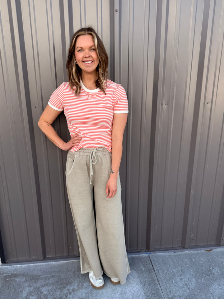 Striped Contrast - Coral