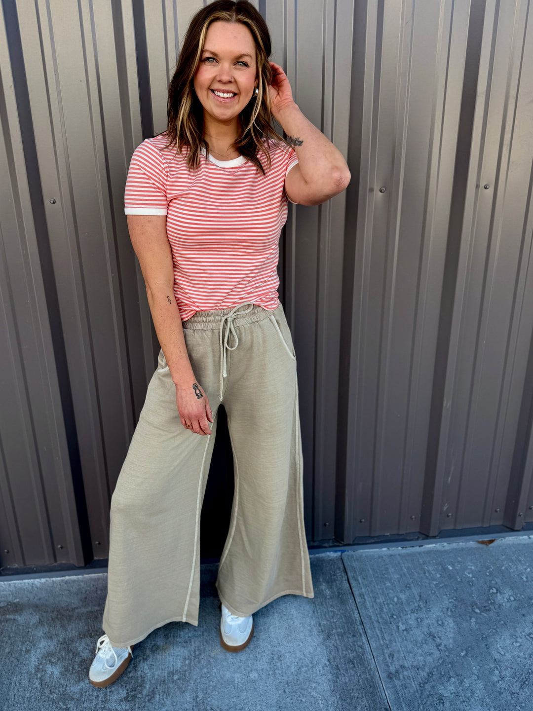 Striped Contrast - Coral