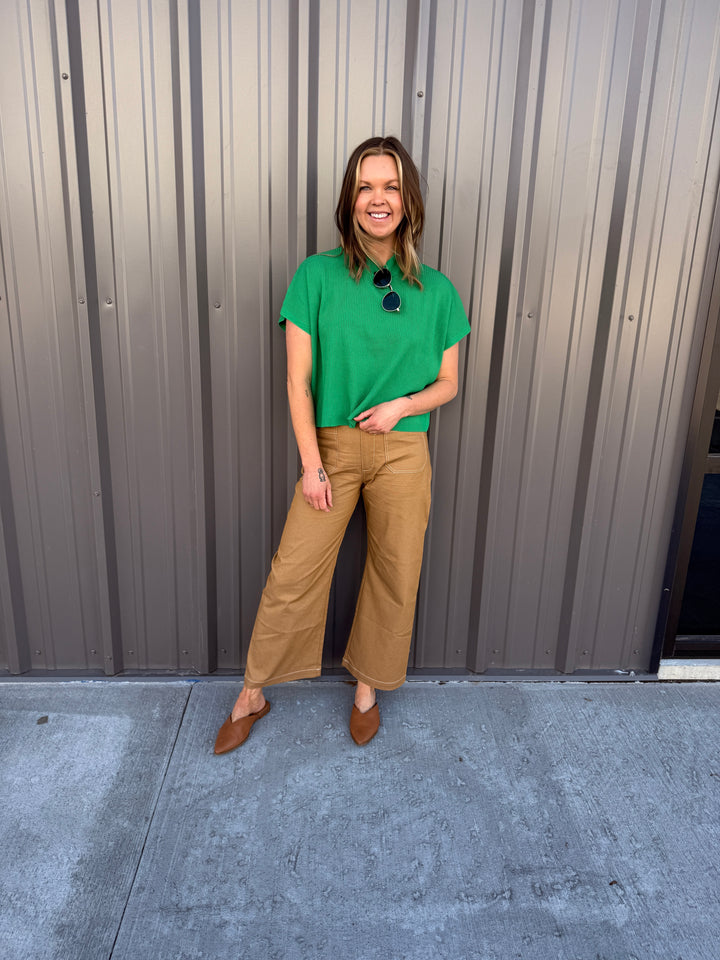StretchFit Ankle Cropped Pants -Khaki
