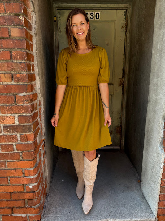 Golden Grove Midi Dress