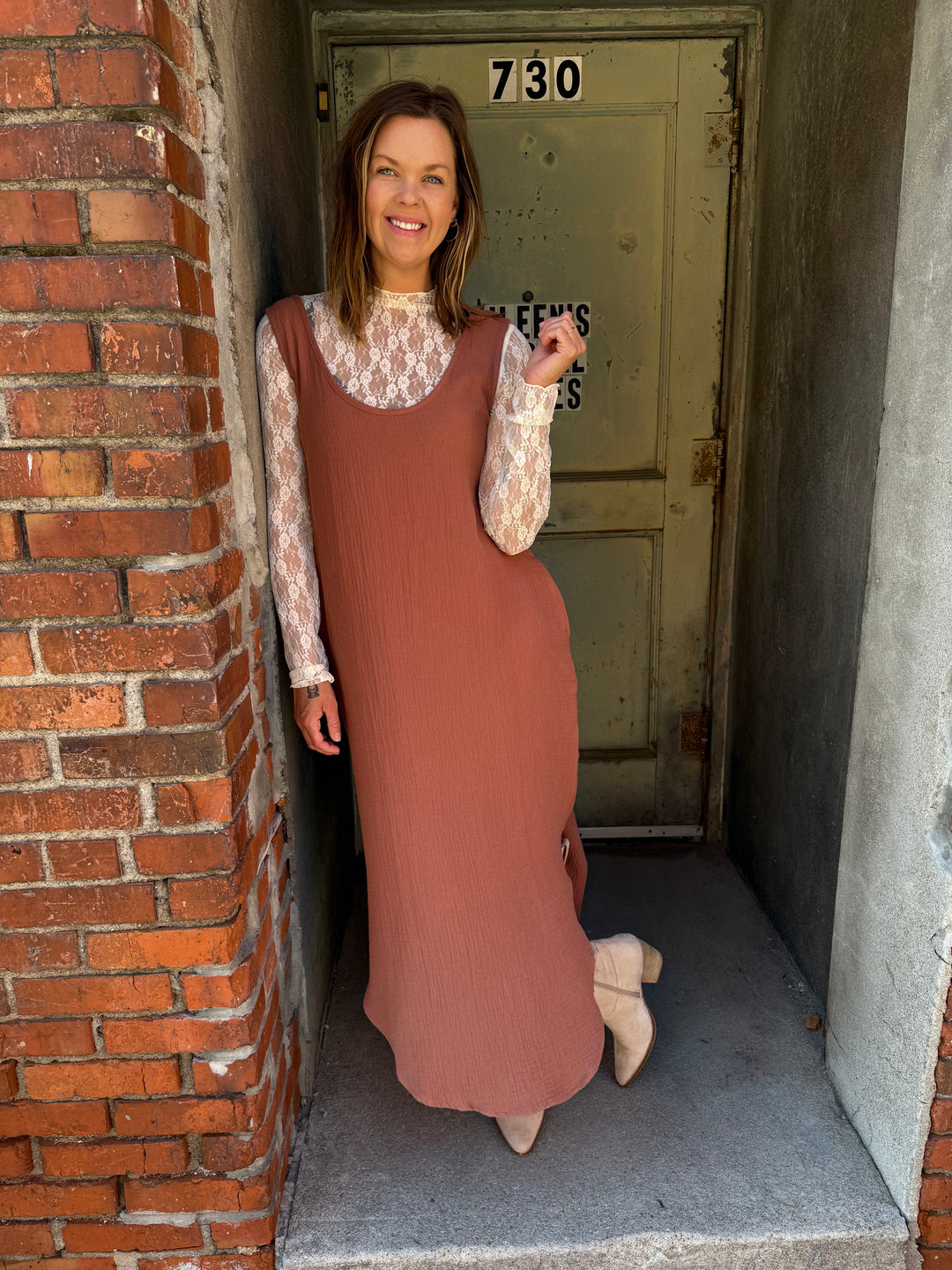 Daisy Waffle Knit Tank Dress