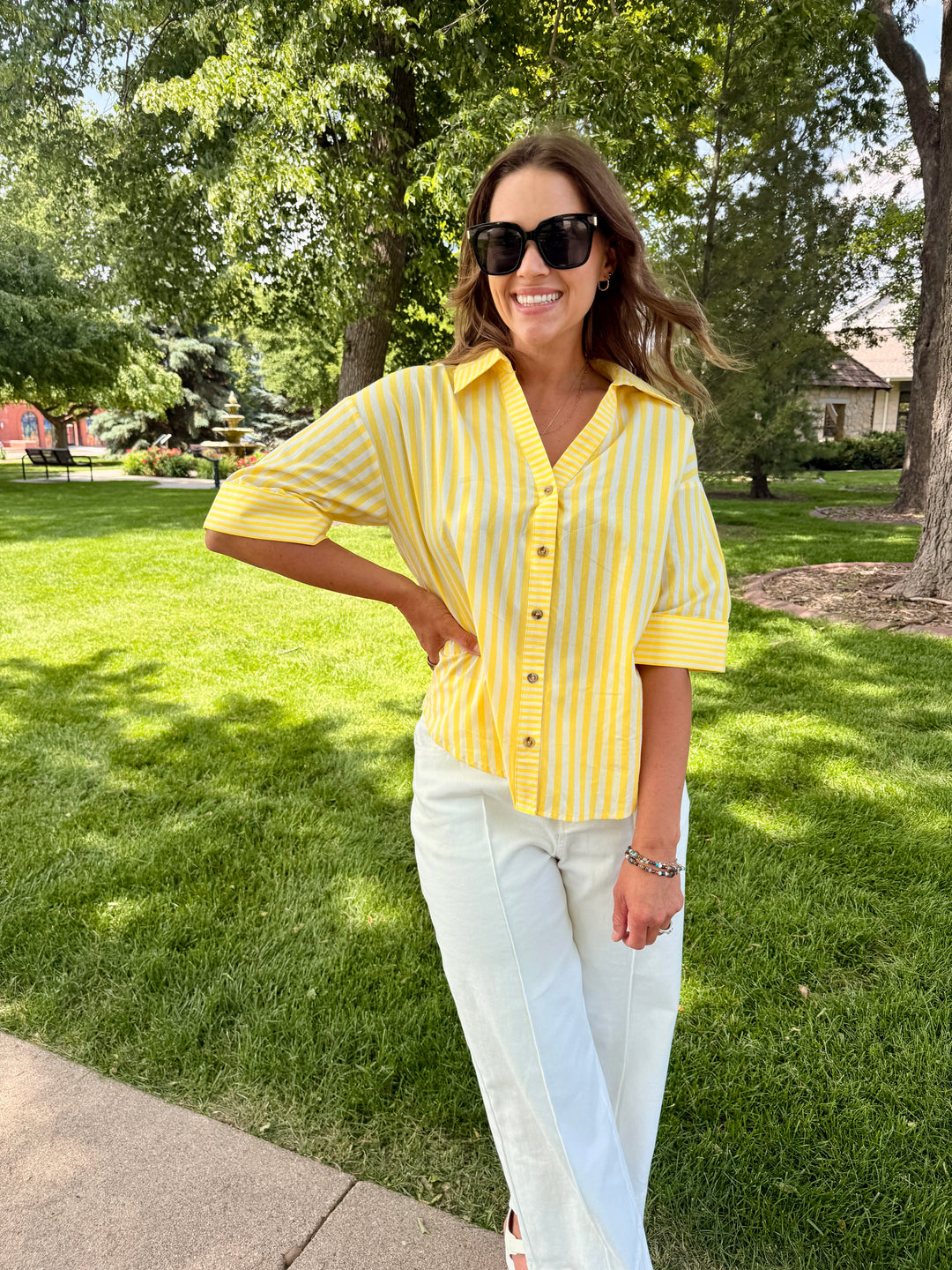 Phoebe Striped Short Sleeve Top