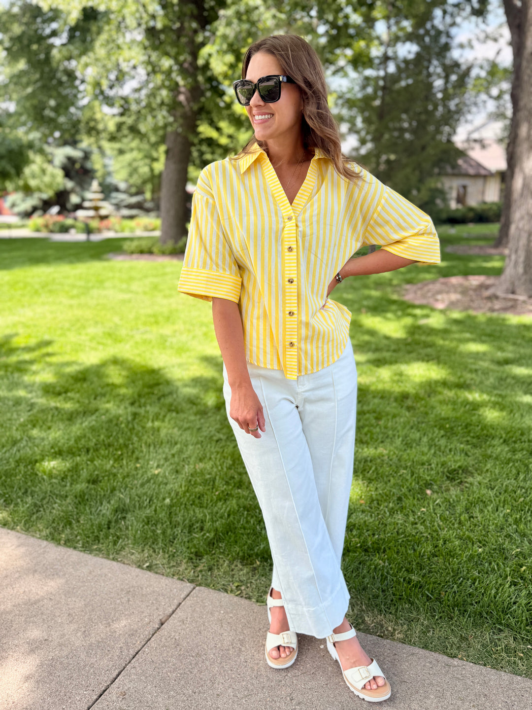 Phoebe Striped Short Sleeve Top