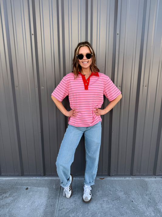 Sweetheart Stripe Knit Top