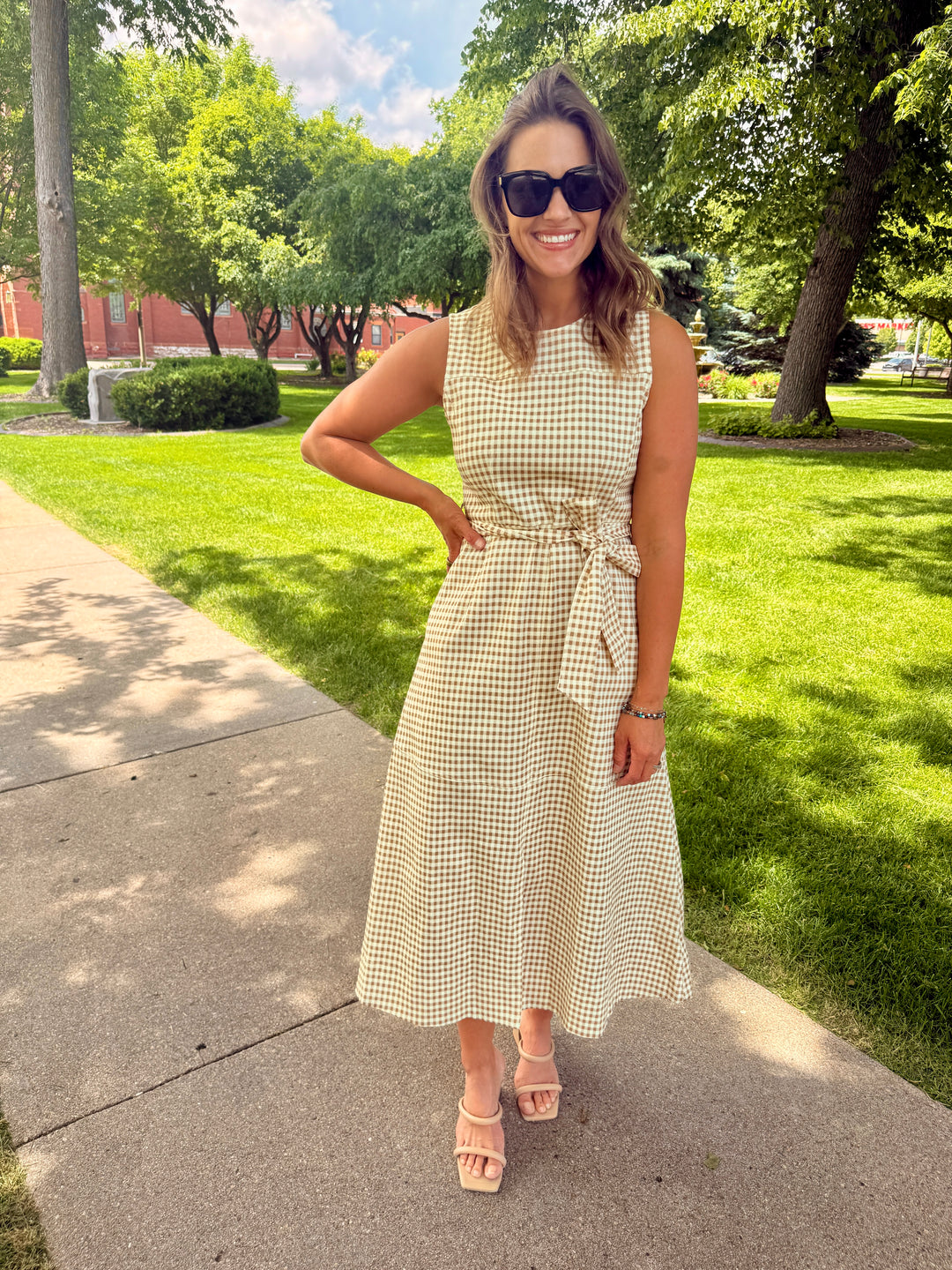 Haley Gingham Midi Dress