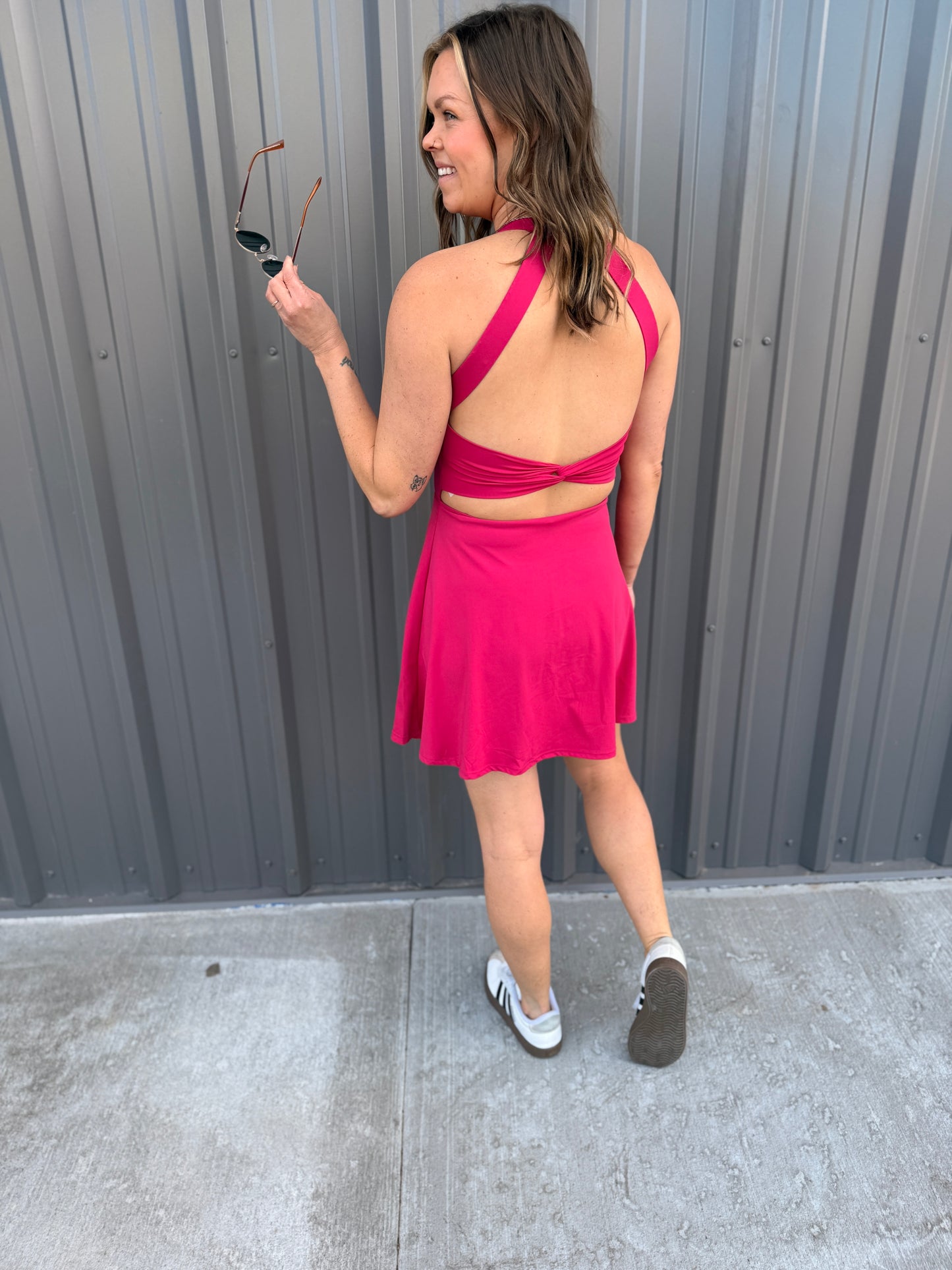 Twist-Back Active A-Line Dress