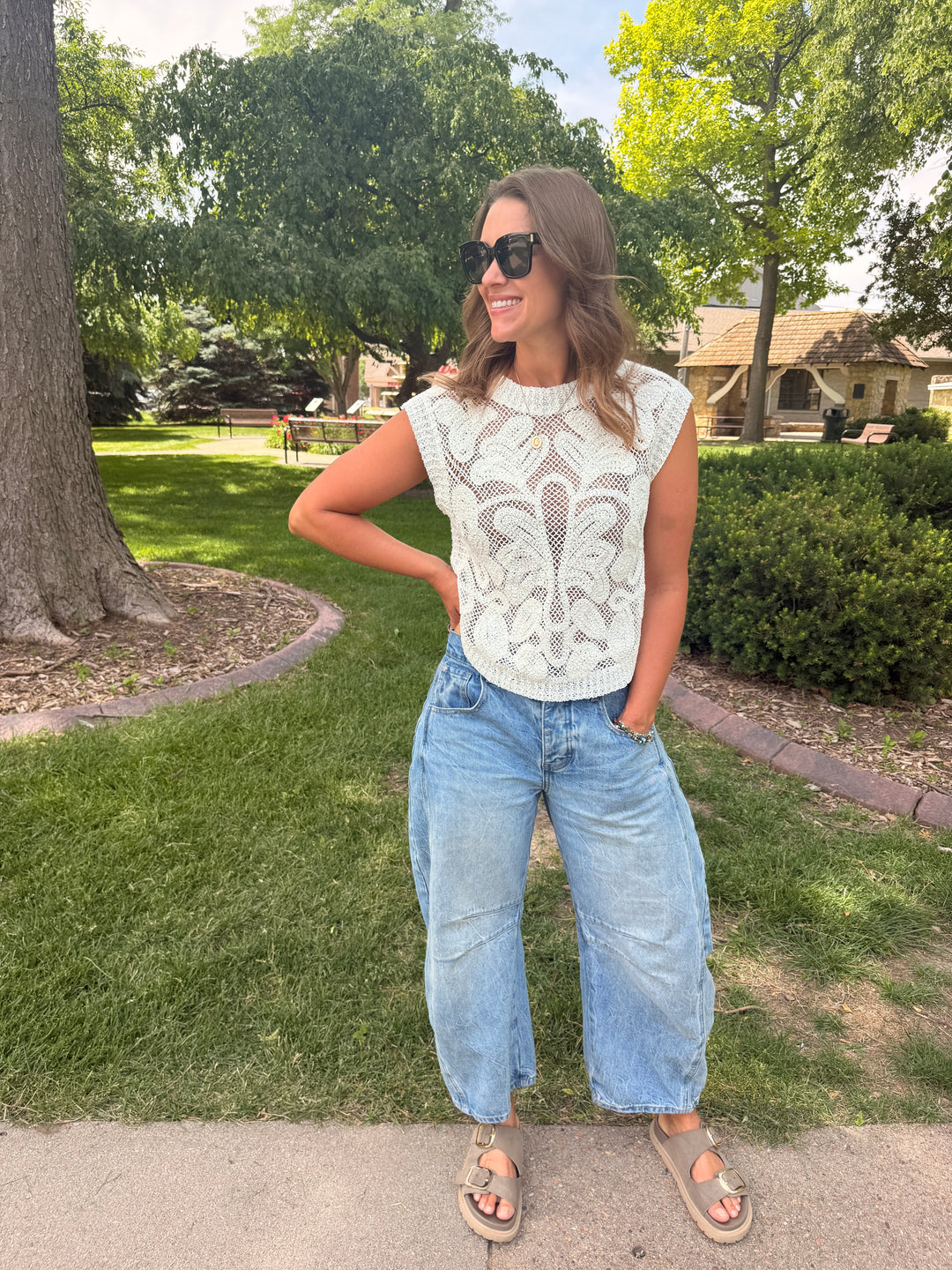 The Sunny Stitch Crochet Tank - Off White