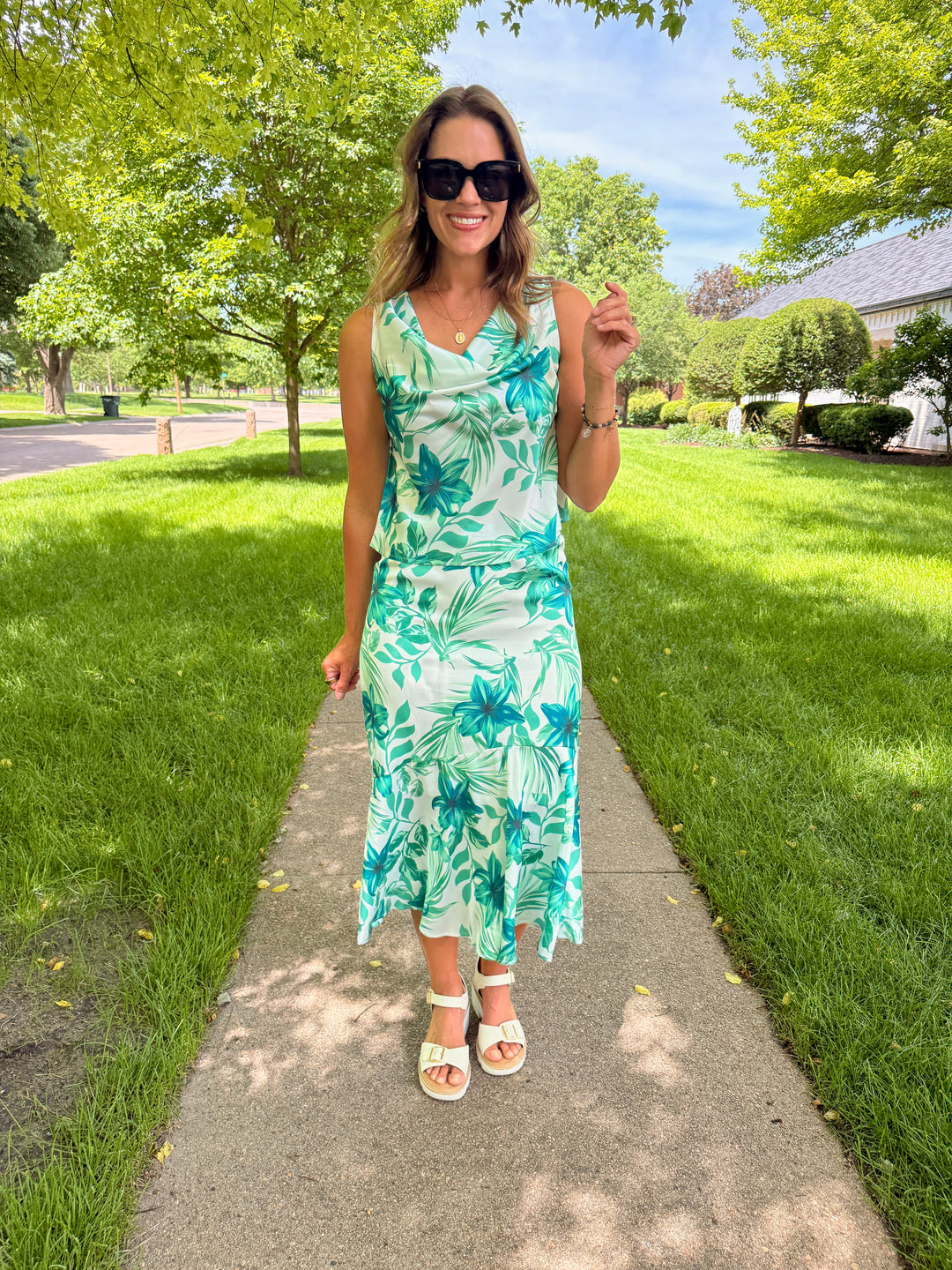 Satin Floral Skirt