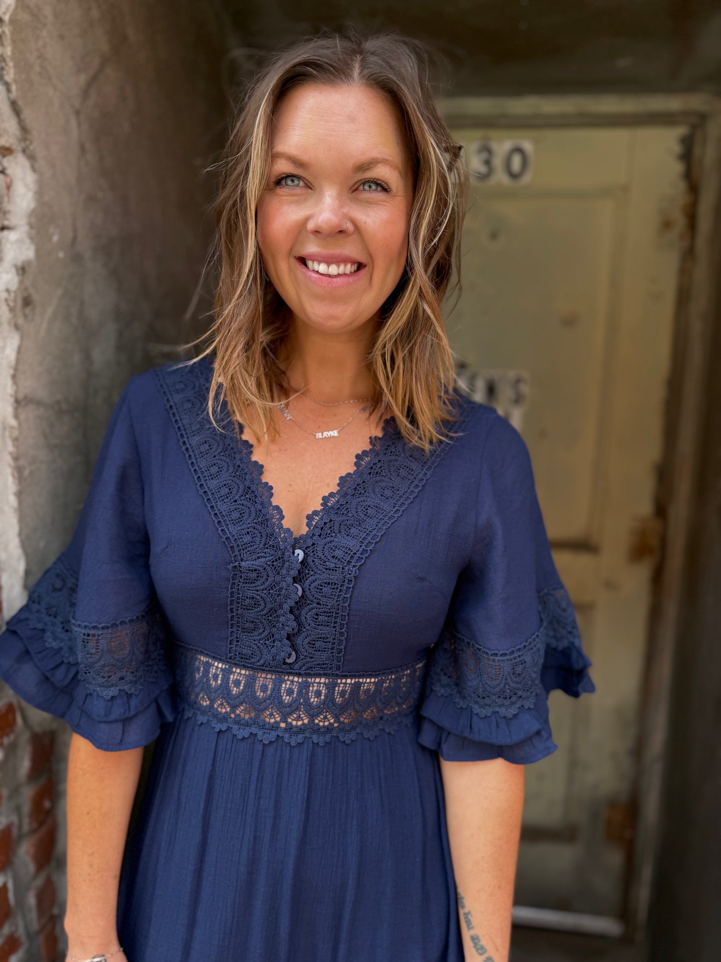 Romance Lace-Trim V-Neck Maxi Dress