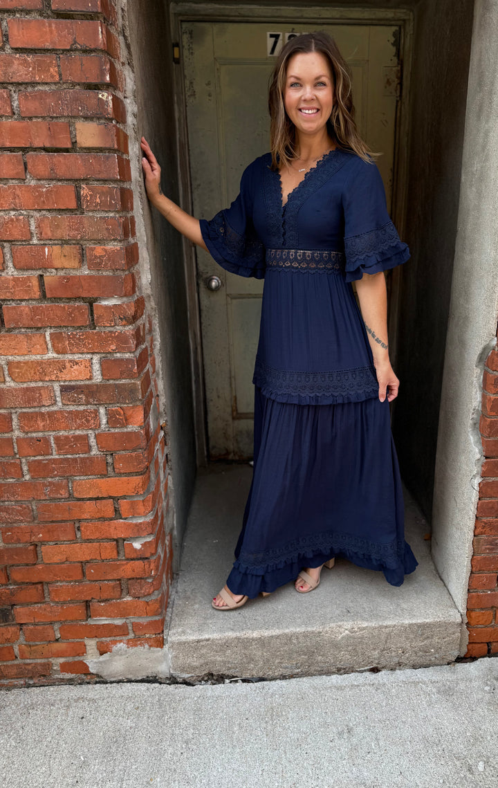 Romance Lace-Trim V-Neck Maxi Dress