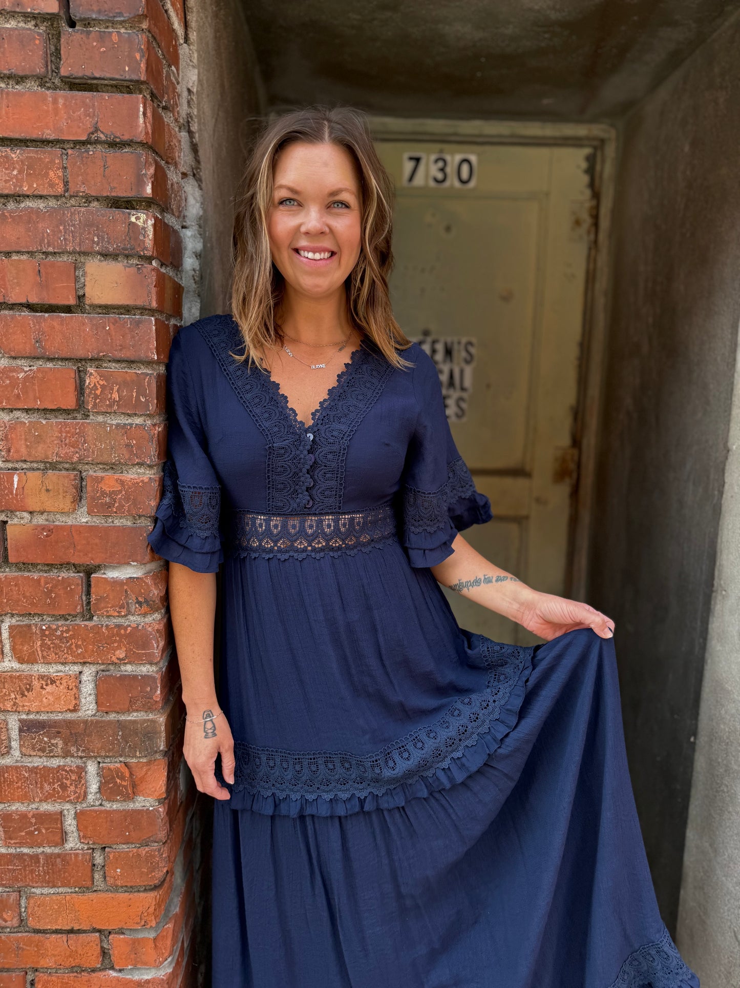 Romance Lace-Trim V-Neck Maxi Dress