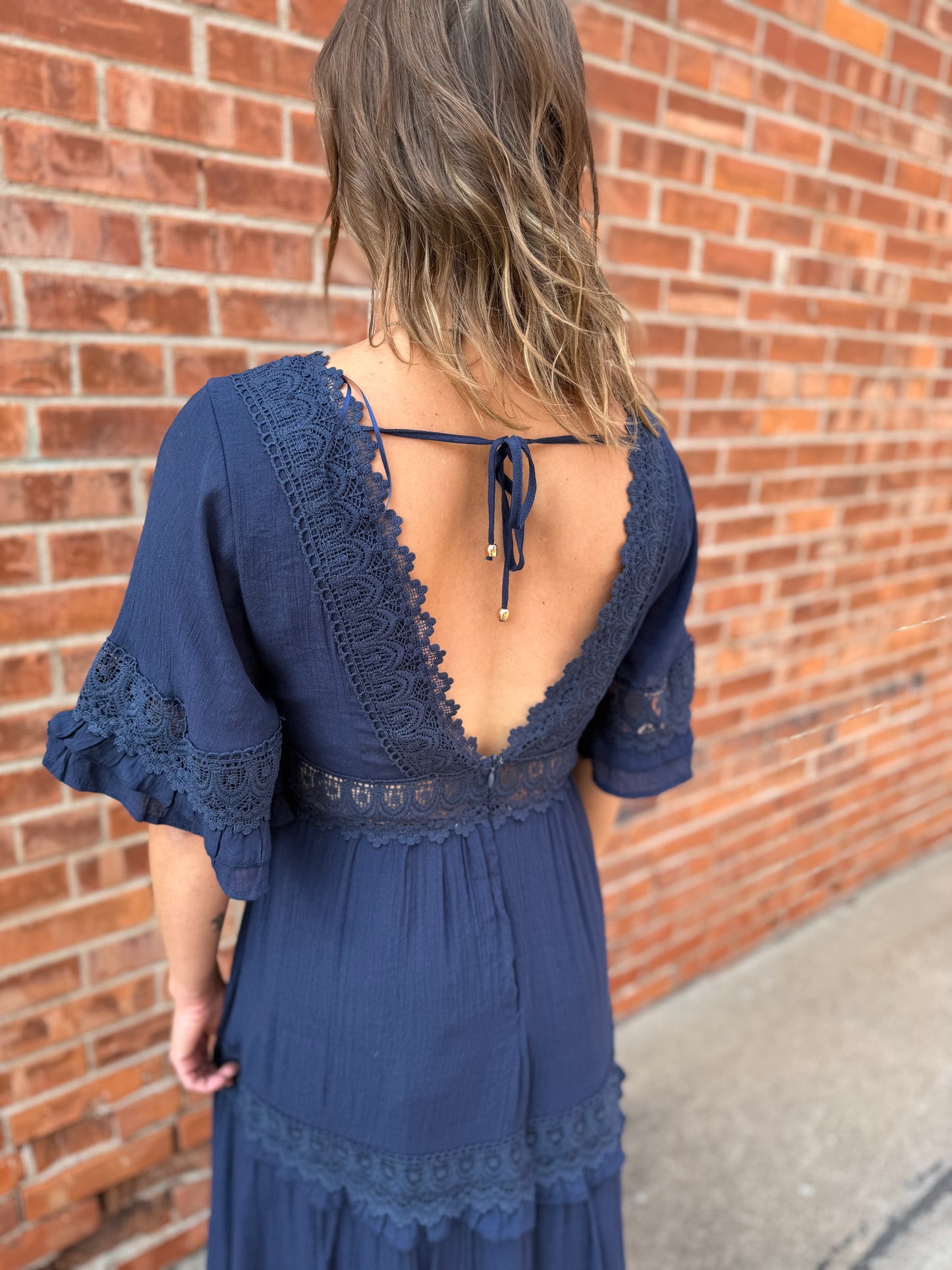 Romance Lace-Trim V-Neck Maxi Dress