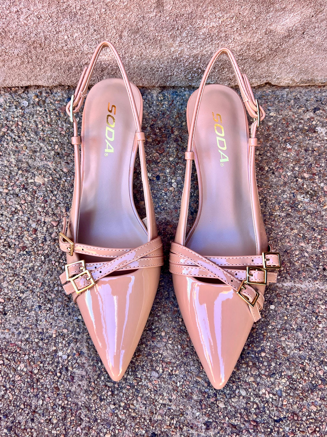 Tan Kitten Heel Sling Back