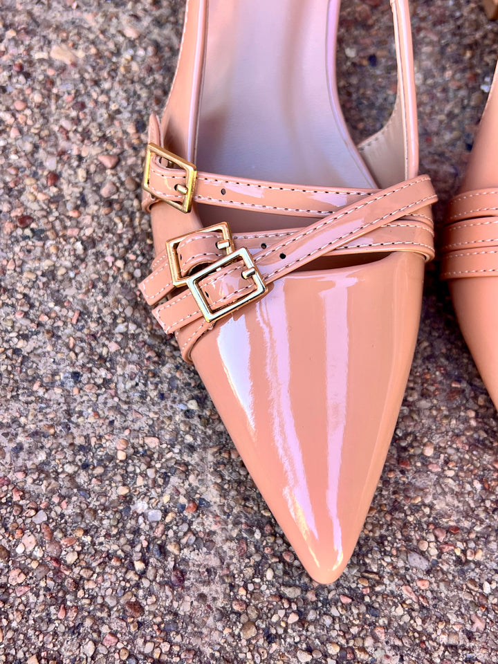 Tan Kitten Heel Sling Back